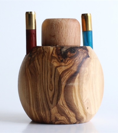 Olive Wood Tabletop Dugout- One Hitter Stash Box- Smoker’s Gift-Apple Shaped Dugout
