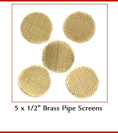Brass Screens x 5- Brass Screens for One Hitter Pipes .50